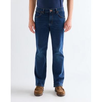 Bootcut-Jeans WRANGLER "Jacksville", Herren, Gr. 30, Länge 30, blau (classic_blau), Denim/Jeans, Obermaterial: 99% Baumwolle, 1% Elasthan, bootcut fit lang, Jeans, Bootcut fit