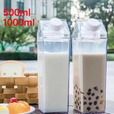 Inspire Curations Transparent Milk Box Water Cup Large Capacity Plastic Drink Cup 1000ml (34 Fl Oz)