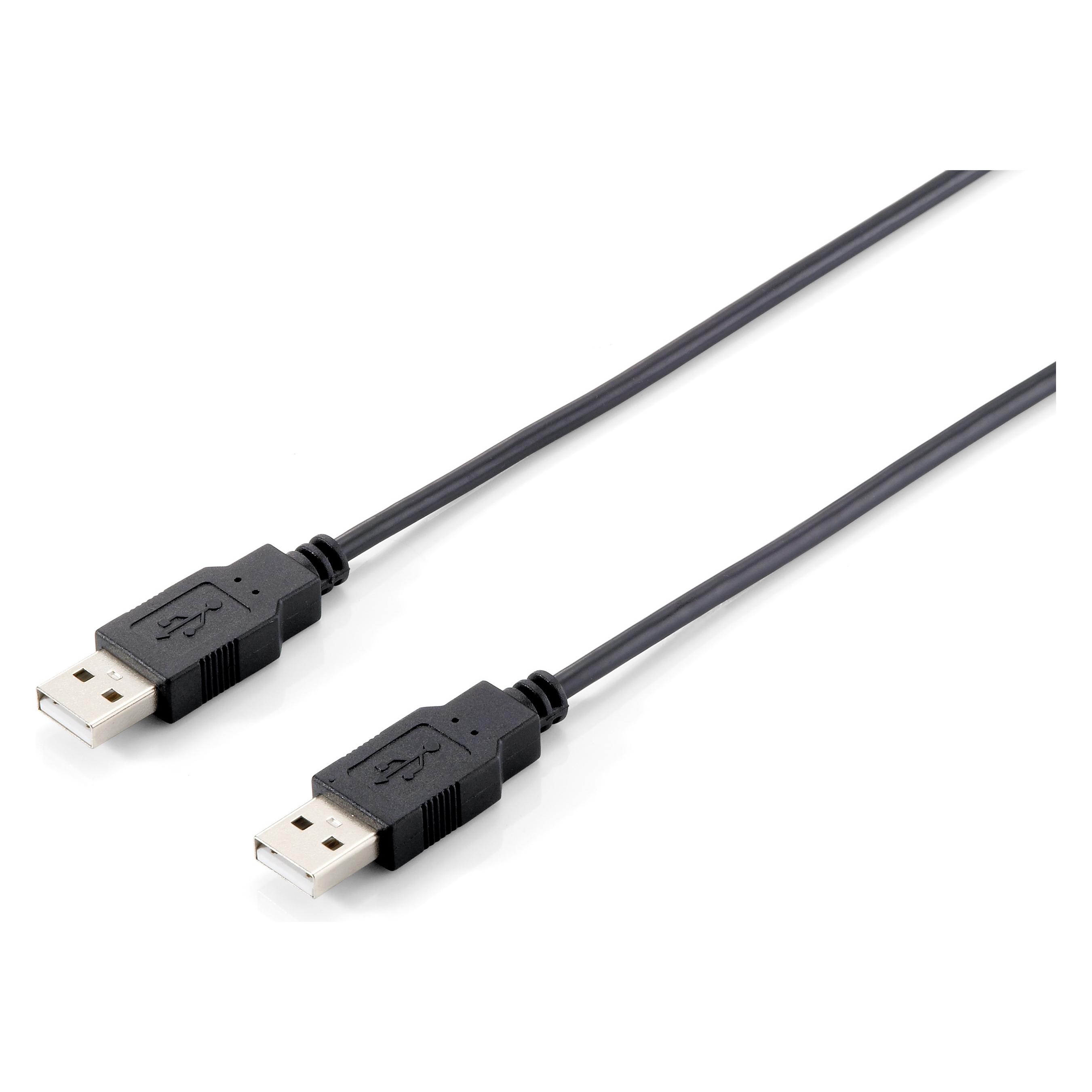 equip USB 2.0 Kabel A->A 180cm S/S schwarz (1.80 m, USB 2.0) (128870)
