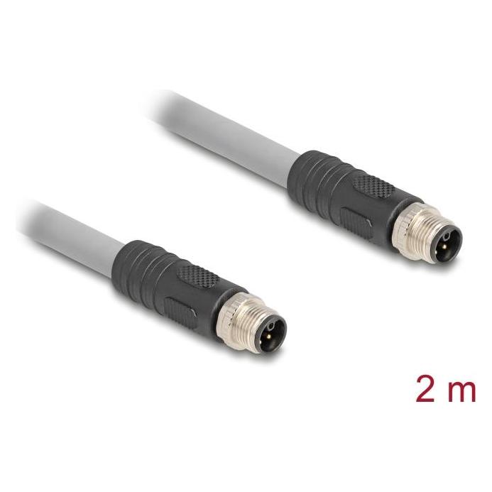 Delock M12 Kabel L-kodiert 5 Pin Stecker zu Stecker PUR schl (80533)
