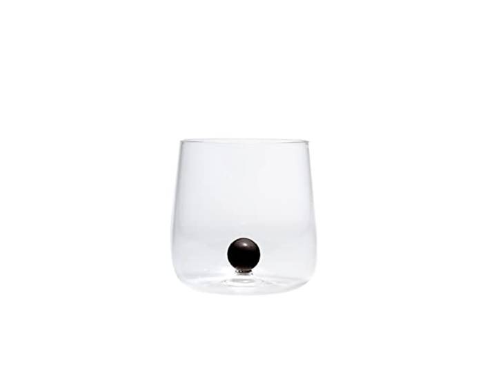 Zafferano glas van borosilicaatglas, handgemaakt, Bilia bol zwart, inhoud 44 cl, diameter 88 mm, 6 stuks