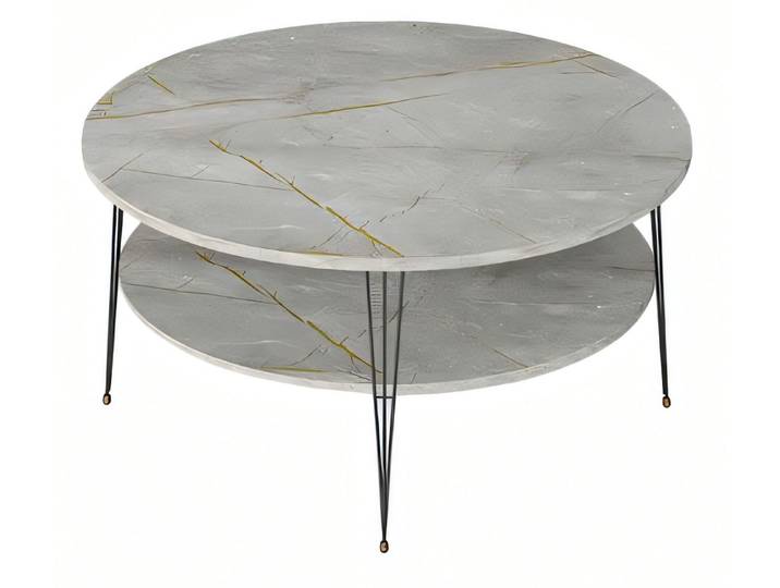 Xlmoebel Couchtisch Grauer Holz-Couchtisch mit Edelstahlakzenten von XLMOEBEL (Packung), Made in Europa
