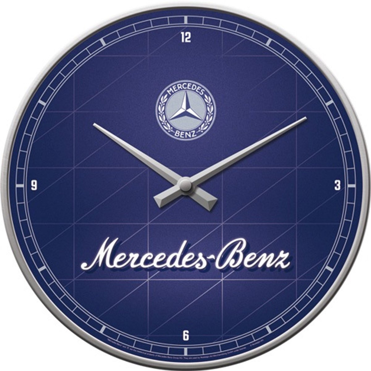 Mercedes-Benz Analoge Wandklok - Silver & Blue