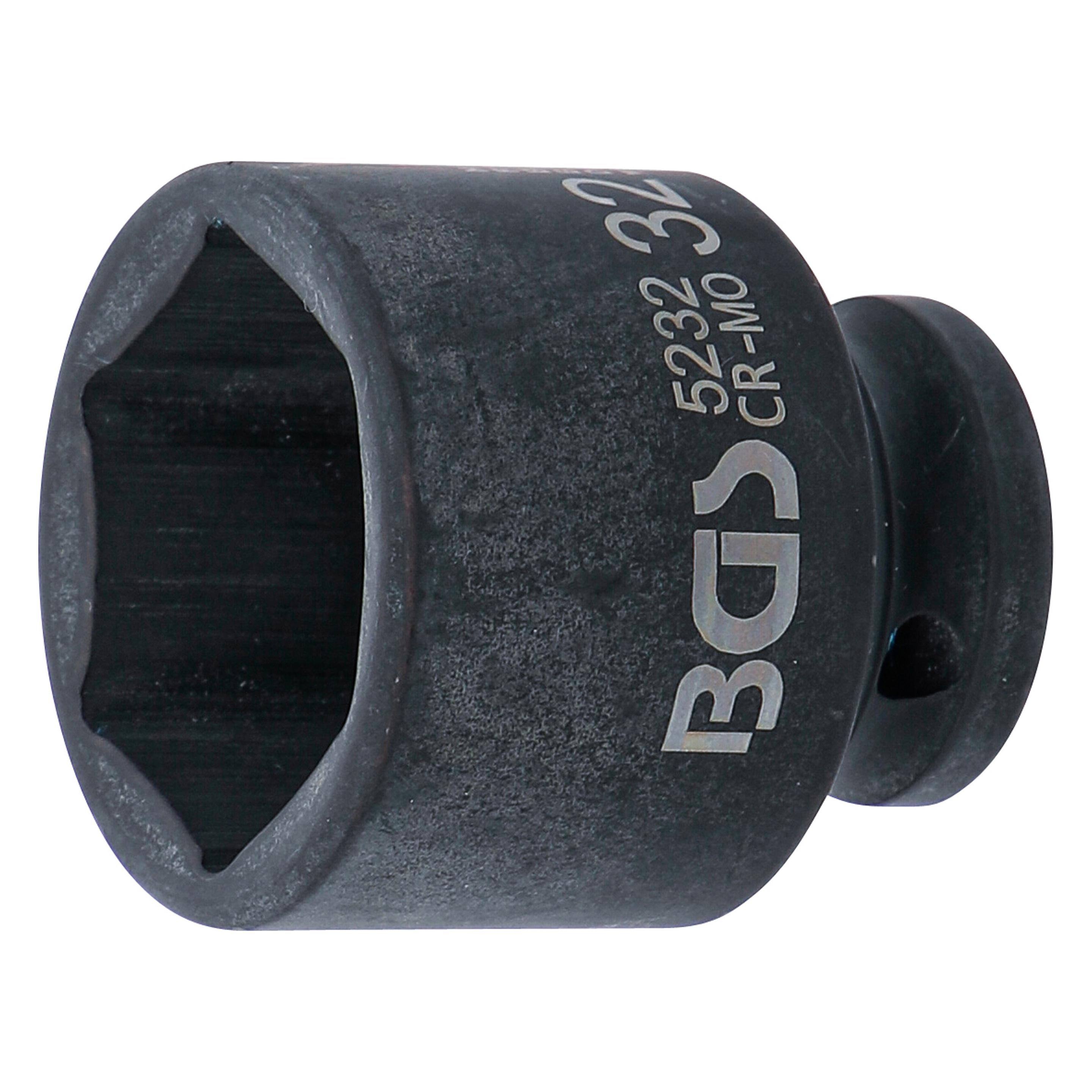 BGS Kraft-Steckschlüssel-Einsatz Sechskant | Antrieb Innenvierkant 12,5 mm (1/2") | SW 32 mm (32 mm) (5232)