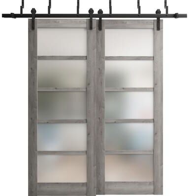 SARTODOORS Quadro 4002 Nebraska Grey MDF Barn Bypass Doors with Frosted Glass