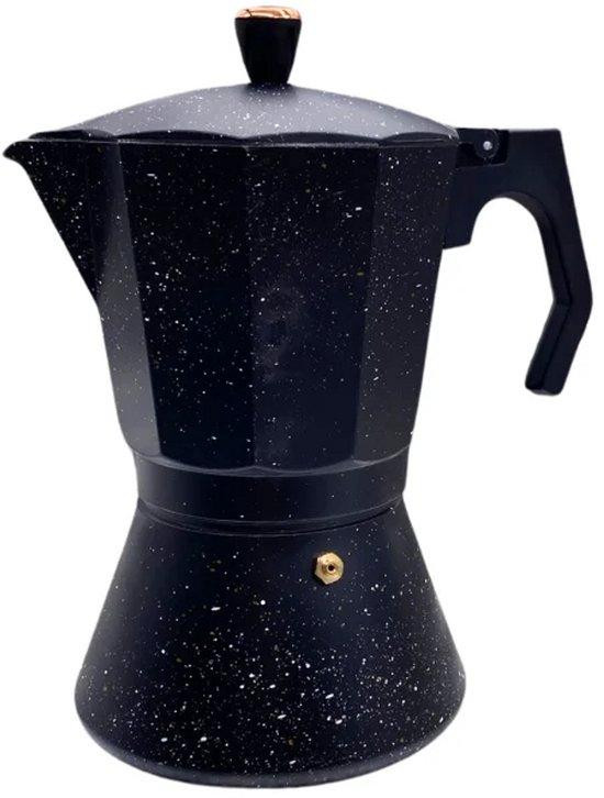 Herzberg Espressokoker voor 6 kopjes - Moka pot / Percolator - Aluminium - Zwart