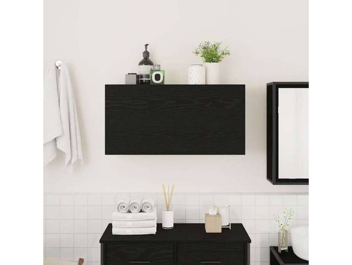 Armoire murale de salle de bain - WIENS - Noir - 8 - MODERNE Armoire murale de bain noir 80x25x40 cm bois d'ingénierie 83564