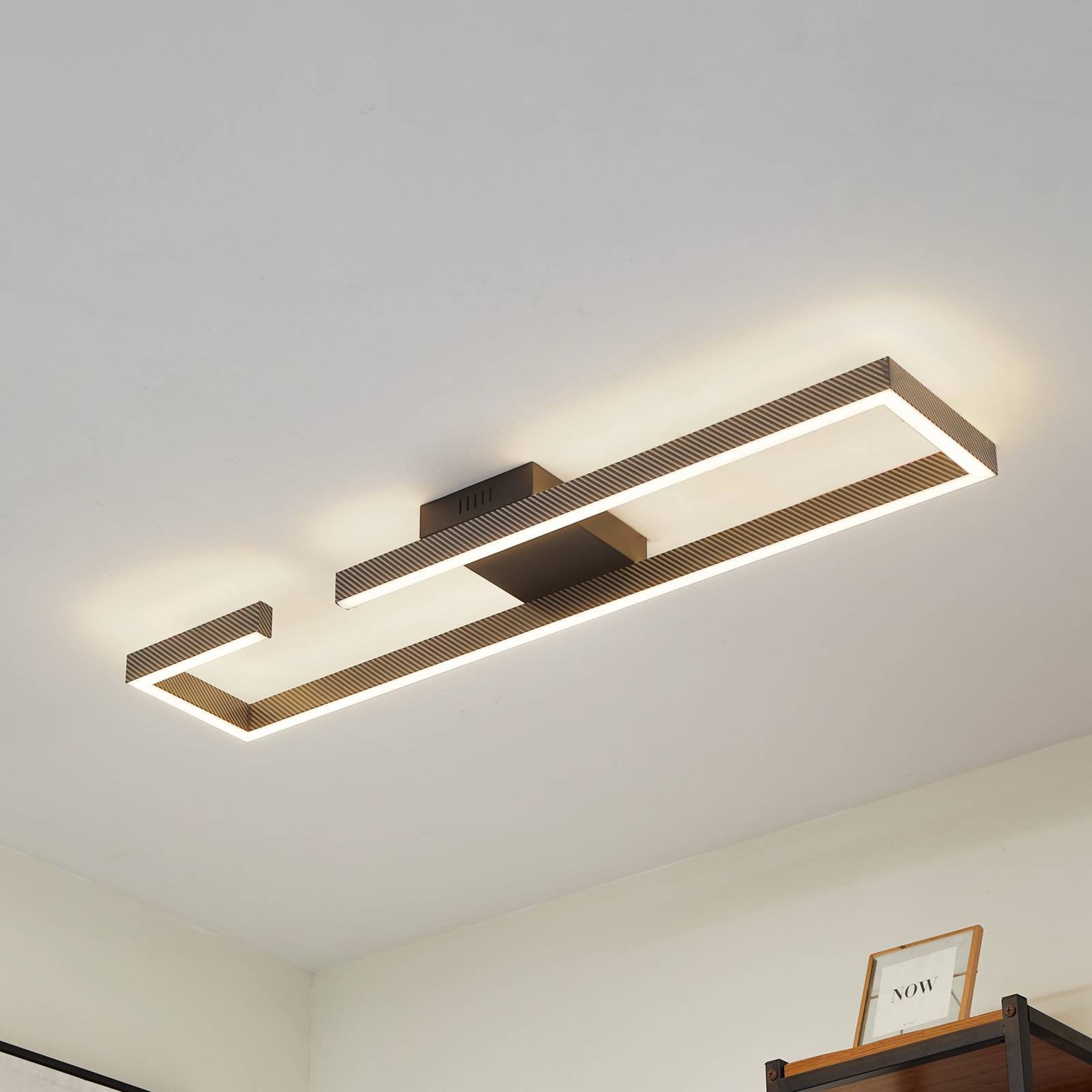 Lucande Yvor LED Plafondlamp Zwart Modern Aluminium