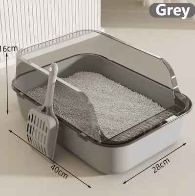 Inspire Curations SplashGuard Semi Enclosed Cat Litter Box gray C