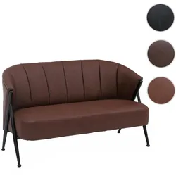 2er-Sofa HWC-P30, Zweisitzer Polster-/Lounge-Sofa Couch Vintage Retro Industrial Metall Kunstleder ~ rostrot