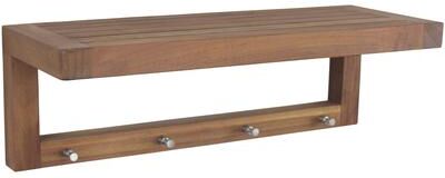 AquaTeak Moa Teak Wall Shelf with Hooks