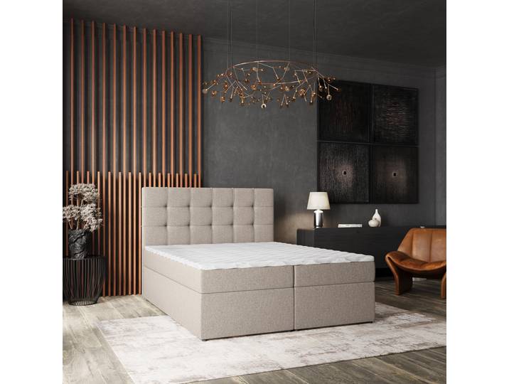 Masseno Boxspringbett PALMA mit Bettkästen 140x200 cm - Beige, INARI 22