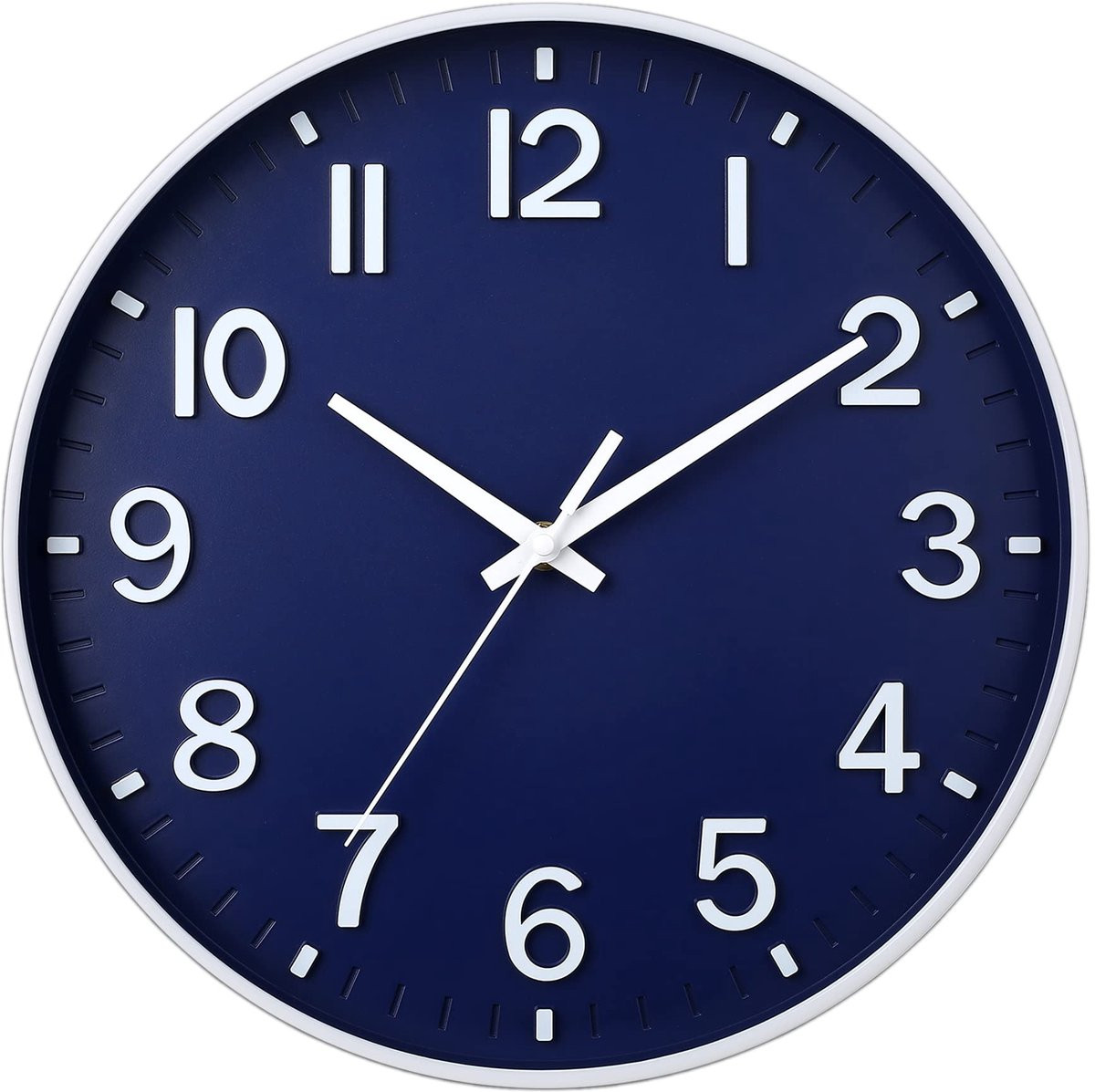 Moderne ronde wandklok blauw - Stille digitale wandklok met een diameter van 30,5 cm