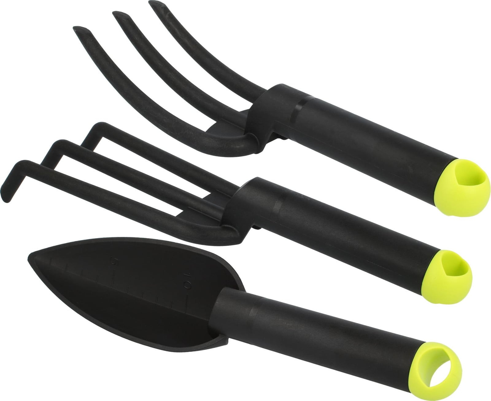 COM-Four Premium tuingereedschapset met 3 delen: kleine grubber, bloemspade en bloemvork
