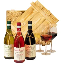 Geschenkbox-24 Geschenkset Abruzzo | Weinset mit Holzkiste und 3 ausgezeichneten Weinen (Rot, Weiß, Rosé) aus Italien