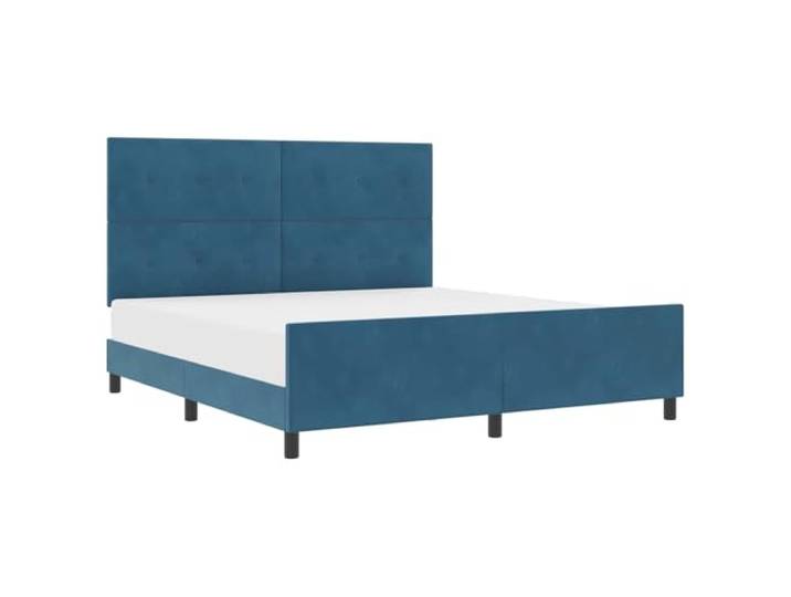 PUGYNBK Boxspringbett, Dunkelblau, 180 x 200 cm, Samt Kopfteil verstellbar, Rahmen aus Kiefernholz, ohne Lattenrost, einfache Montage, vielseitiger Stil