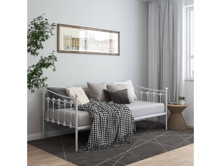 furnicato Bettgestell Schlafsofa 206 x 95 x 91,5 cm Weiß (1-tlg), Mit Seitengeländer ausgestattetes Tagesbett mit Lattenrost-Design