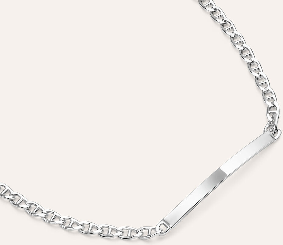 Stroili Bracciale Con Targhetta Gentleman Argento Rodiato Collezione: Gentleman Bianco