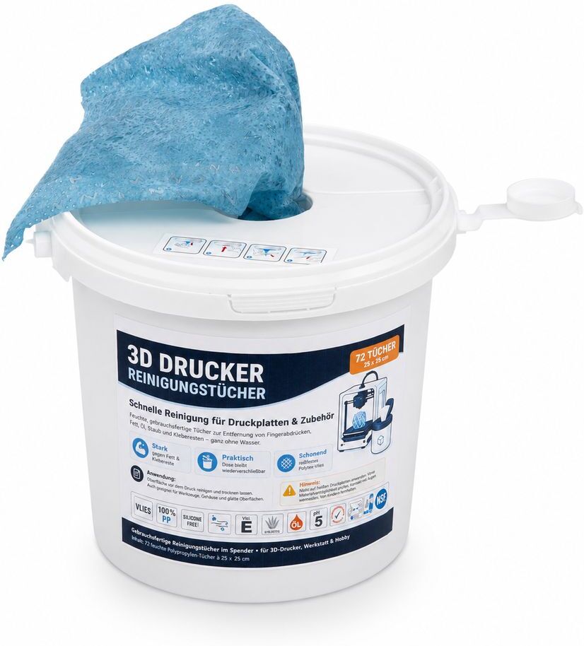 Axis 3D-Drucker Reinigungstücher für Druckplatten – feuchte Polytex-Tücher, 72 Stück