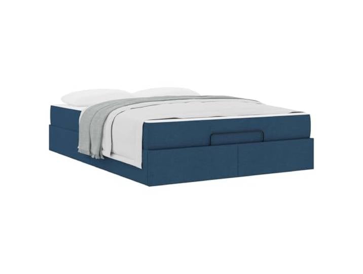 KTHLBRH Bettgestell mit blauer Matratze, 2-teilig Mit integrierten Schubladen, weichem Stoff, minimalistisches Design, bequemer Schaumstoff