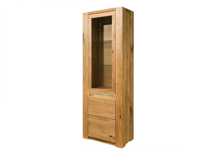 Massivmoebel24 Standvitrine KENT (Wildeiche 73x40x205 natur geölt KENT #101) Wildeiche 73x40x205 natur geölt KENT #101