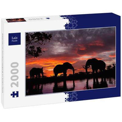 Lais Puzzle Elefanten im Sonnenuntergang an einem Fluss 2000 Teile