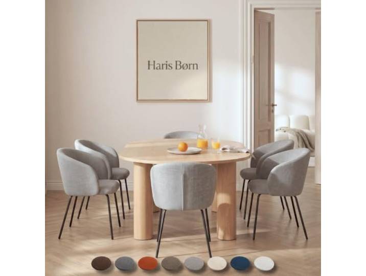 Haris Børn® Esszimmerstühle (8er Set) Grau-Braun - Bequeme Polster Esszimmerstühle mit Armlehne - Premium Esstisch Stühle & Wohnzimmer Stühle - Moderne Esszimmerstühle 30 Tage risikofrei testen