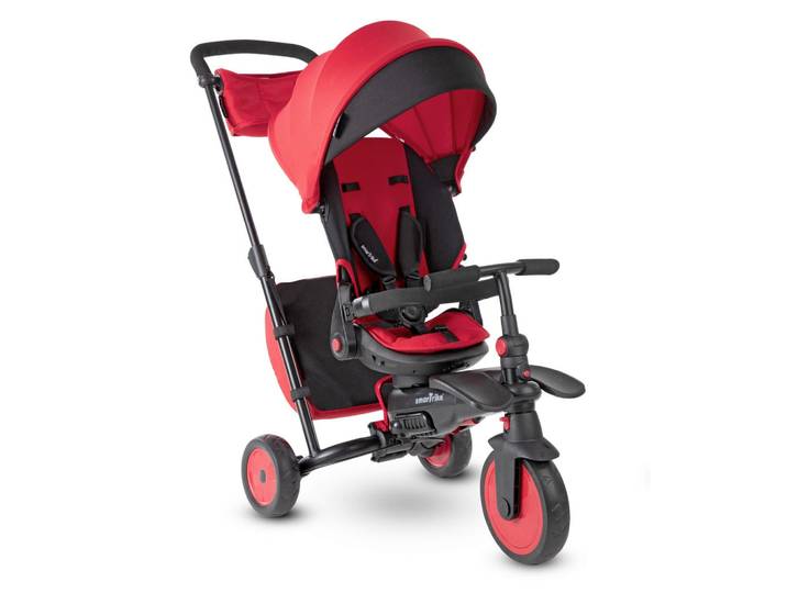 Dreirad Smart Trike Str7, Rot, Metall, 48x96x102 cm, Rückenlehne, Fußstützen, höhenverstellbare Schubstange, Spielzeug, Kinderfahrzeuge, Dreiräder