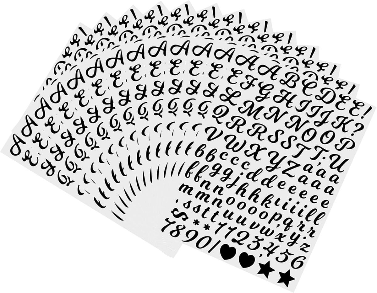 ShopVlot Stickerletters set 1768 - Zelfklevend zwart vinyl voor knutselen