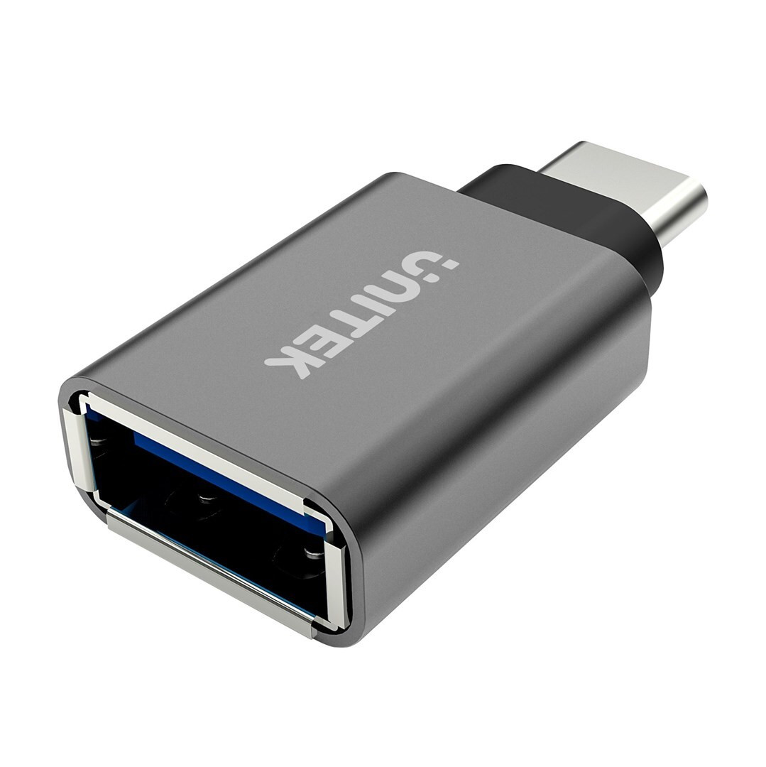 Unitek Y-A025CGY USB Type-C naar USB Type-A kabeladapter in metalen uitvoering