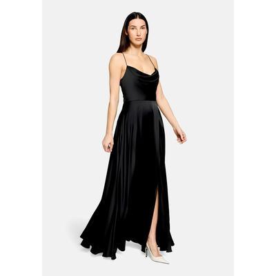 Abendkleid VERA MONT "Damen mit Wasserfallausschnitt", Damen, Gr. 42, Normalgrößen, ohne Ärmel, Satin, schwarz, Satin, Obermaterial: 97% Polyester, 3% Elasthan. Futter: 100% Polyester, figurumspielend lang, Wasserfallausschnitt, Kleider Abendkleid,...