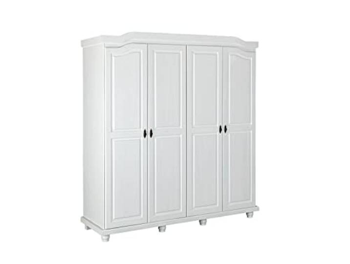 möbelando Kleiderschrank >Isny< (B/H/T 197 x 198 x 60 cm) in weiß - 197x198x60 (BxHxT)