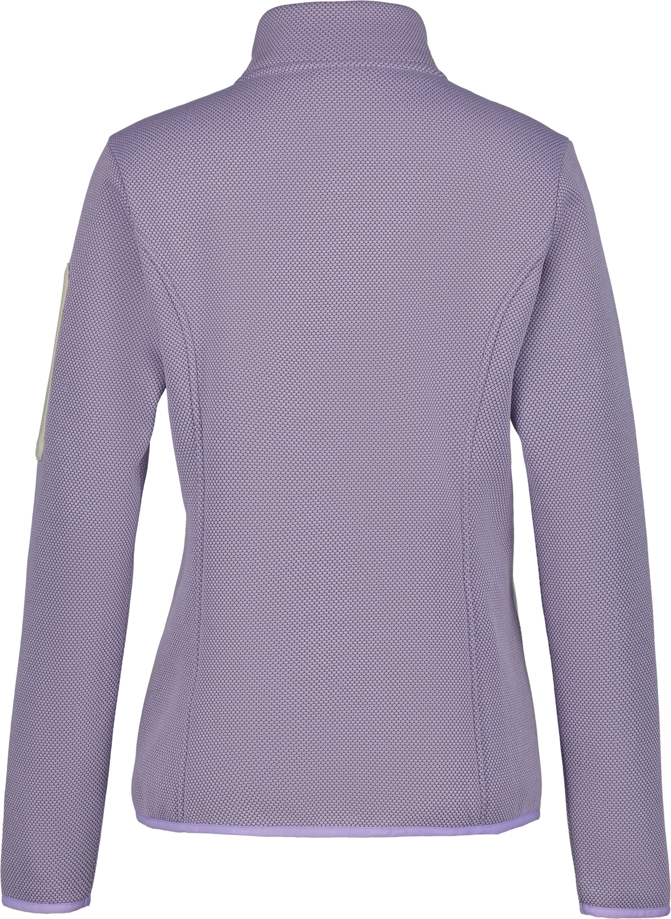 Fleecejacke ICEPEAK "BOWERSVILLE", Damen, Gr. L, lila, Fleece, Obermaterial: 100% Polyester, kontrastfarbene Details, unifarben, Basic normal, elastischer Bund, Jacken Fleecejacke, mit Reissverschlusstaschen und Ärmeltasche, schnell trocknend lila L