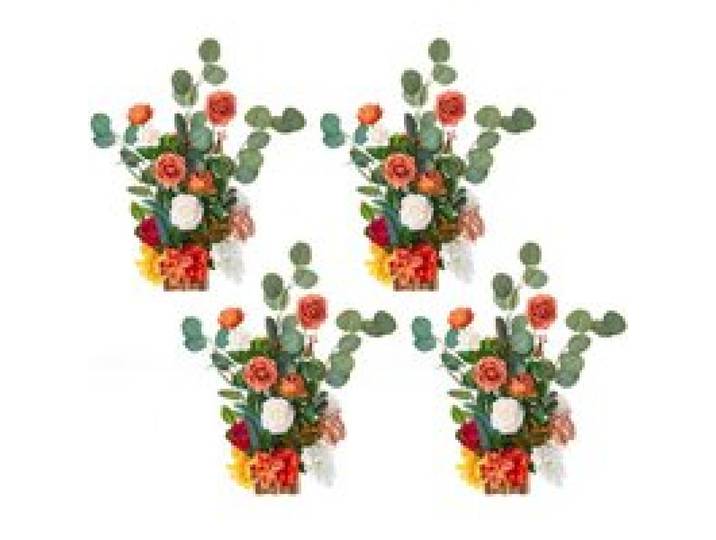 VEVOR Composition Florale Artificielle Autoportante, Lot de 4, Fleurs Artificielles pour Décoration d'Allée de Mariage, Centre de Table, Cérémonie, Réception, Fête, Décoration Extérieure, 45x25x25 cm