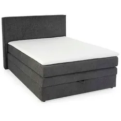 Boxspringbett Janett 140 x 200 cm Stoff Grau Dunkelgrau