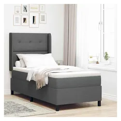 vidaXL, Boxspringbett, Boxspringbett Mit Matratze Stoff Dunkelgrau (100 x 200 cm)