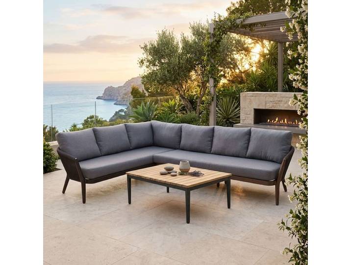 OUTLIV. Monet Ecklounge inkl. Loungetisch Aluminium/Rope/Olefin Schwarz Dunkelgrau