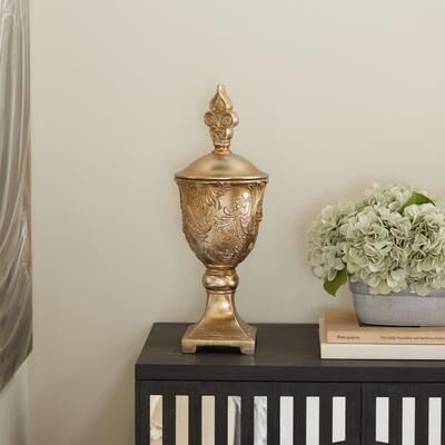 ARCILLA ELEMENTAL Gold Polystone Traditional Decorative Jar 19 x 7 x 7 - 7 x 7 x 19