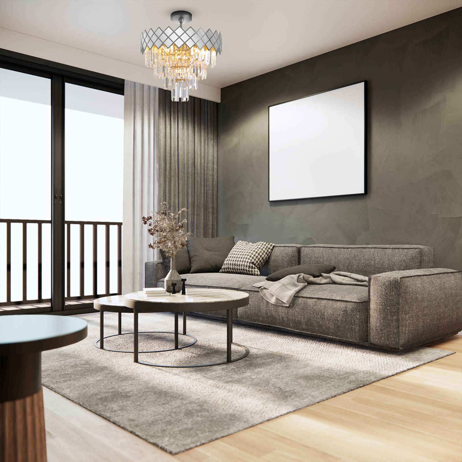 Kristall Deckenlampe Carisma Eko-Light, dimmbar, chrom / silber, für Wohn- / Esszimmer, Metall, Deckenlampe