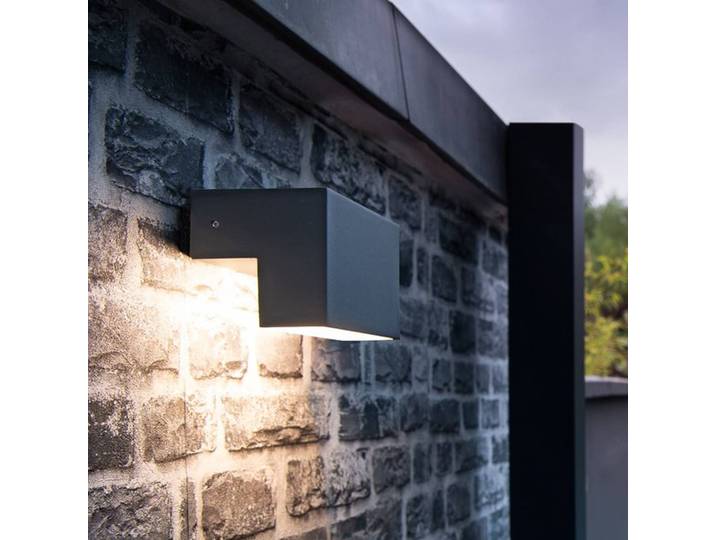 SLV L-Line Out LED-Außenwandlampe CCT, Breite 15cm, schwarz, Aluminium, Modern, Wandlampe