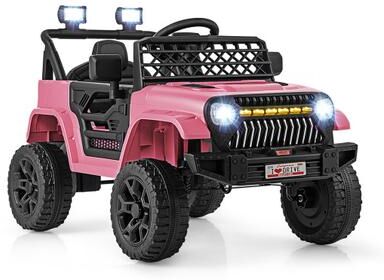 Costway 12V Kids Ride on Truck Car with Parental Remote and Music Player-Pink