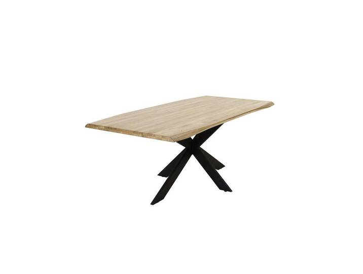 P & B Esstisch, Schwarz, Eiche, Holz, Metall, Eiche, rechteckig, Sternfuß, 100x76x220 cm, in verschiedenen Größen erhältlich, Holzmöbel, Holztische, Esstische Holz