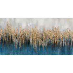 Gemälde ABSTRAKT BLAU GOLD (LB 76x150 cm) - bunt - LB 76x150 cm