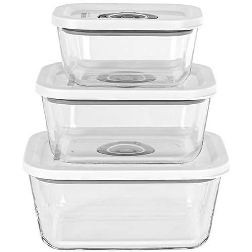 Rommelsbacher Vakuumier Glasbehälter-Set VCG 1 (transparent, 3-teilig, 350ml, 670ml, 1.100ml)