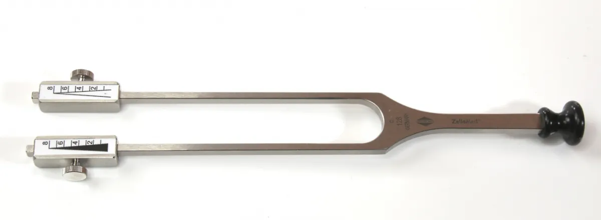 Zellamed Stimmgabel C128/C64 nach Rydel Seiffer, mit Dämpfern und Kunststofffuß 08.12012.111