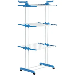 EASYmaxx Wäscheständer 3 Etagen klappbar - weiß|blau