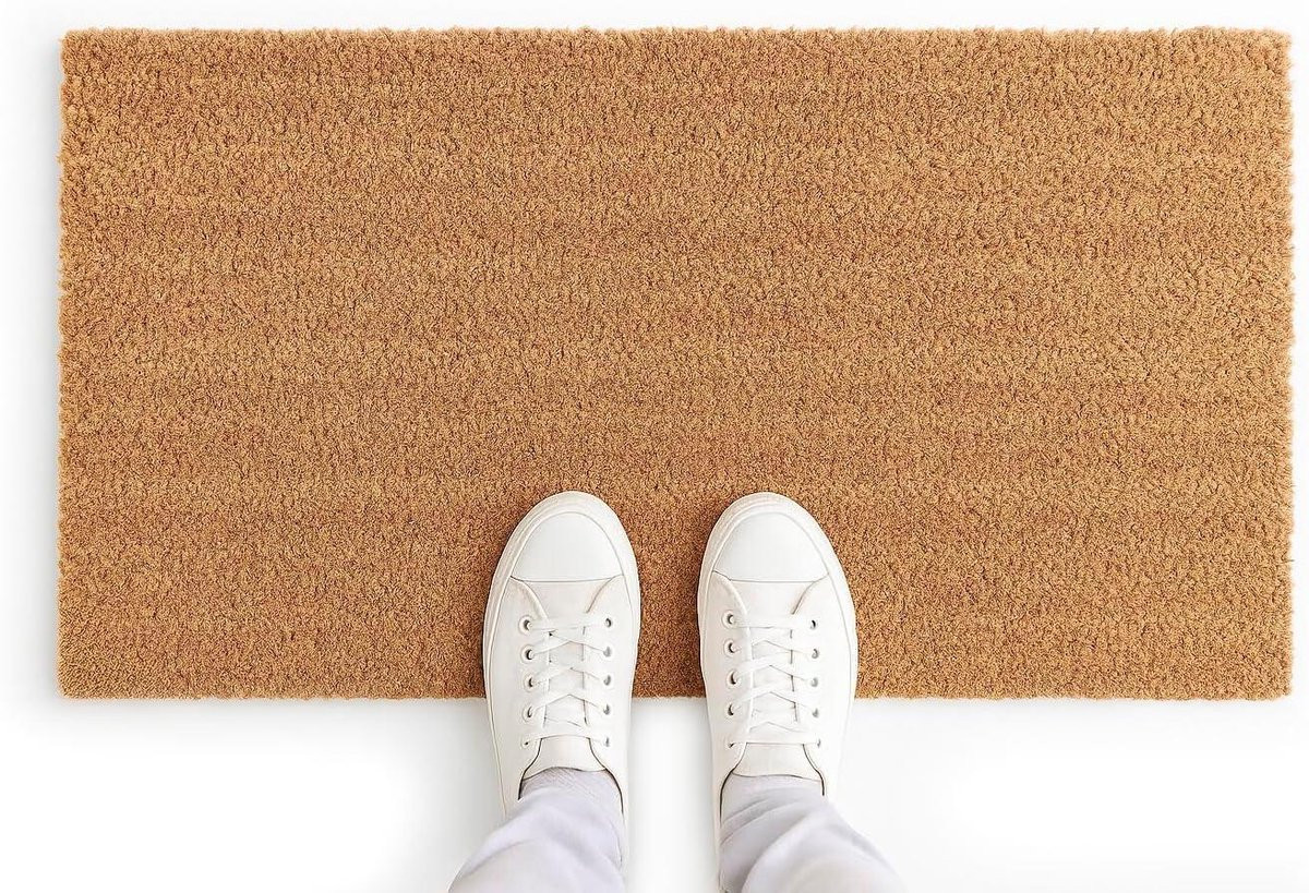 Bruine Kokosvezel Deurmat met Antisliponderkant - 50 x 90 cm
