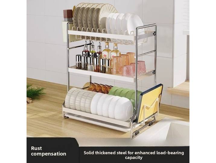 Support de rangement à vaisselle, panier de vidange, support à bols, vaisselle et baguettes, vaisselle et vaisselle, support de cuisine Double couche