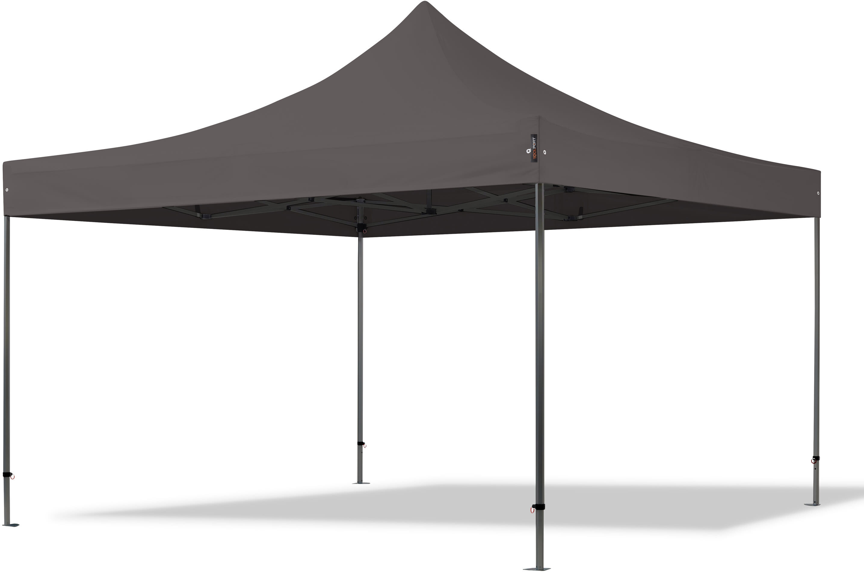 TOOLPORT 4x4m Stahl Faltpavillon, ohne Seitenteile, dunkelgrau - (600099)
