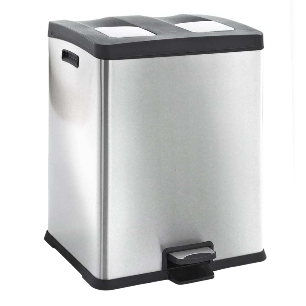 EKO Rejoice recycling pedaalemmer 30+30 liter - Mat roestvrij staal en kunststof